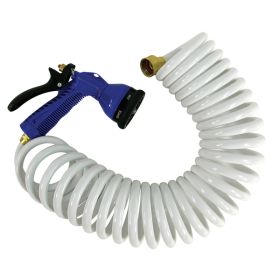 Whitecap 25&#39; White Coiled Hose w/Adjustable Nozzle