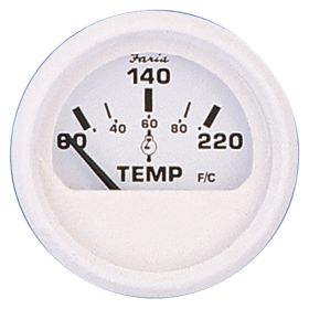 Faria Dress White 2" Cylinder Head Temperature Gauge (60 - 220&deg; F)