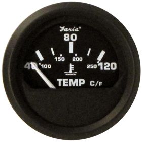 Faria Euro Black 2" Water Temperature Gauge - Metric (40 to 120&deg; C)