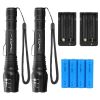 2Packs T6 Tactical Military LED Flashlight 50000LM Zoomable Rechargeable Flashlight Torch w/ 5Modes SOS Night Light